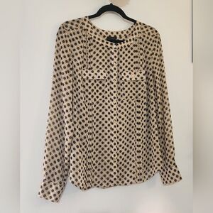 Ann Taylor Sheer Swiss Dot Long Sleeve Blouse. Size M.